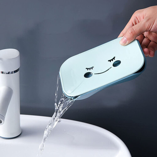 Double Draining Soap Holder for Bathroom and Kitchen, Wall Mounted Fast Drying Soap Dish B 2