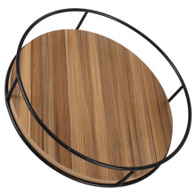 Lazy Susan 360 Rotating Turntable Organizer with Stable Wooden Base and Metal Frame for Kitchen Cabinet and Dining Table