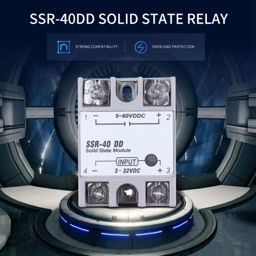 Single Phase Solid State Relay - SSR-40DD 40A DC3-32V DC5-60V White+Silver 1