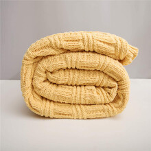 Sherpa Fleece Blanket Reversible Knitted Stripe Throw 59x79 Super Soft Warm Yellow for Sofa Bed