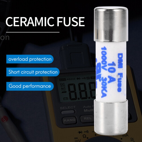 Multimeter 10 x 38mm 1000V 10A Cylinder Ceramic Fuse White 1