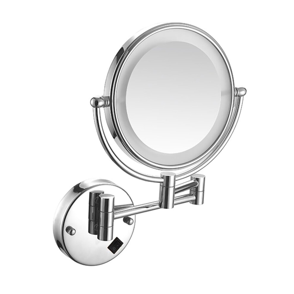 Lighted Makeup Mirror Wall Mounted Hardwired 10x Magnifying DualSided LED Vanity Mirror with 360 Swivel Silver Finish