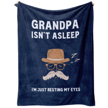 Grandpa Blanket Blue Flannel Throw 50x60 Soft Comfort Gift from Grandkids for Birthday or Christmas