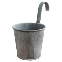 2pcs Grey Metal Hanging Flower Pot Wall Mounted Planter, RustResistant Iron Buckets for Indoor Outdoor Decor
