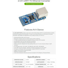 Waveshare CH9121 UART to Ethernet Converter with RJ45 TTL 2-Channel Serial Port Module for Raspberry Pi / for / STM32