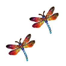 2pcs Iron Dragonflies Hanging Sculpture Wall Decorations with-B