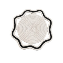 Unieke geweven katoenen touwplacemat met-zwarte lijn 18cm