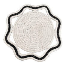 Napperon en corde de coton tissé à la main,-ligne noire 30cm