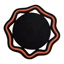 Napperon octogonal décoratif, tapis de Table- orange noir. 30 cm