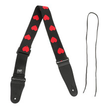Embroidered Guitar Strap with Red Heart Design, Adjustable Comfortable Fit for Electric and Acoustic Guitars