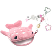 Adorable Shark Shaped Coin Purse Soft Plush Zippered Pouch-Pink