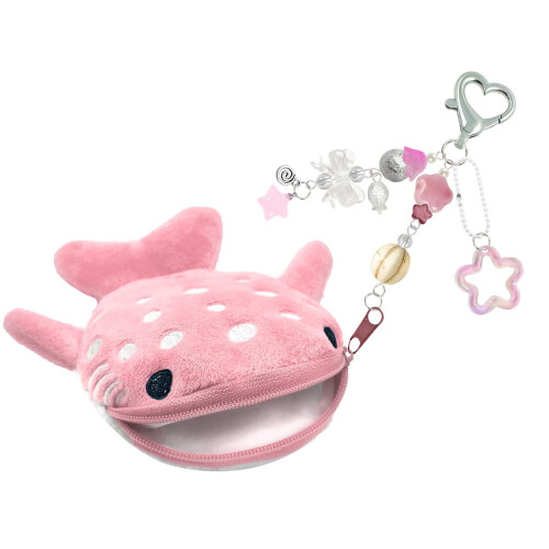 Adorable porte-monnaie en forme de requin, pochette zippée-Rose