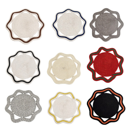 Decorative Octagonal Placemat Heatproof Handmade-white 18cm 1