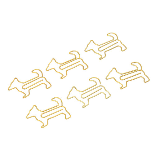 100pcs Dog Shape Paper Clips, Gold Plated Bookmark