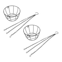 2pcs Metal Hanging Flower Pots with Chain, Modern Wire Planter Baskets for Balcony and Garden Decor