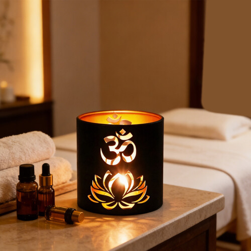 Festival Iron Tea Light Holders With Lotuses And Elephant-C 1