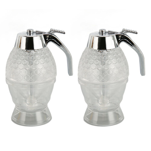 2-Pcs Honey Dispenser Hourglass Shape Transparent 1