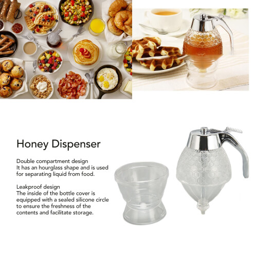 2-Pcs Honey Dispenser Hourglass Shape Transparent 2