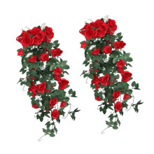 Elegant Artificial Rose Garlands Wall Hanging Decoration-Red