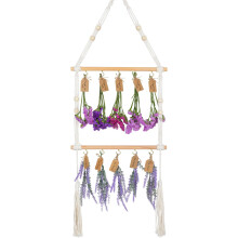 2 Tier Hanging Herb Drying Rack Handwoven Boho Style Dryer with Adjustable Hanging System and Gift Tags