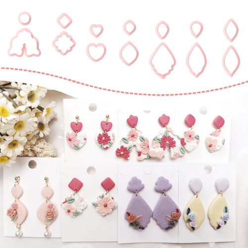7Pcs Clay Molds Set Geometric Shape Clay Cutter Earrings Making 1
