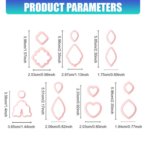 7Pcs Clay Molds Set Geometric Shape Clay Cutter Earrings Making 2