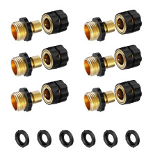 Garden Hose Quick Connect Fittings 3/4 Inch Aluminum Leakproof 6 Set with Male and Female Connectors