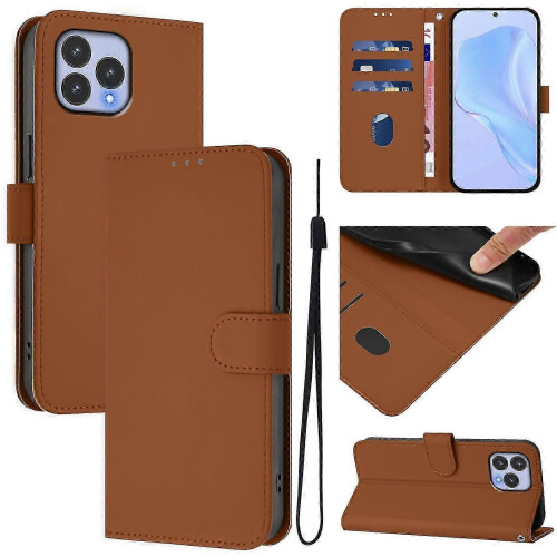 (Brown) For Wiko T60 Cubot P80 Solid Color PU Protective Phone Case Cover 1