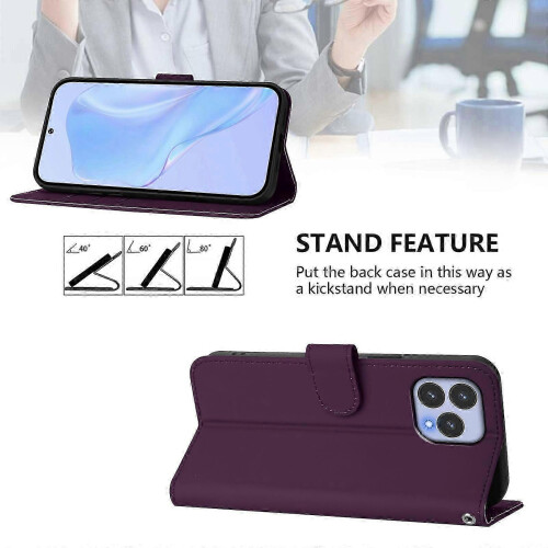 (Violet) For Wiko T60 Cubot P80 Solid Color PU Protective Phone Case Cover 2
