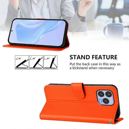 (Orange) For Wiko T60 Cubot P80 Solid Color PU Protective Phone Case Cover 2