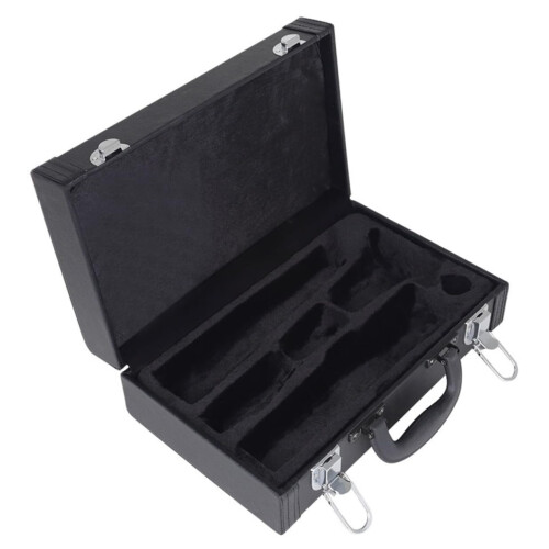 Leather Clarinet Case Hard Shell Shockproof Design with Secure Lock and Padded Interior Protection