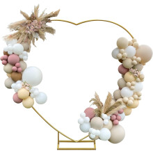 Gold Metal HeartShaped Wedding Arch with Stand, Rustproof Frame and Water Bag Base for Indoor Outdoor Ceremony Decorations