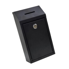Metal Donation Box with Practical Lock Safe Drop Box for-Black