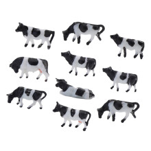 10 Stuks Simulatie Vee Standbeelden 1:87 Schaal Tiny ABS Koe-B