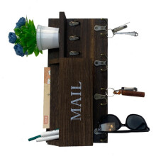 Wooden Wall Mounted Mail And Key Organizer With-BH TZ024