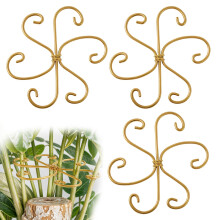3 PCS Plant Support Stakes Reusable Iron Stem Protection Supports for Indoor Potted Plants Gold Finish
