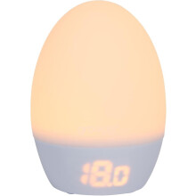 Tommee Tippee GroEgg2 toddler nightlight with LED colour-changing glow and digital room temperature display. Features adjustable brightness,