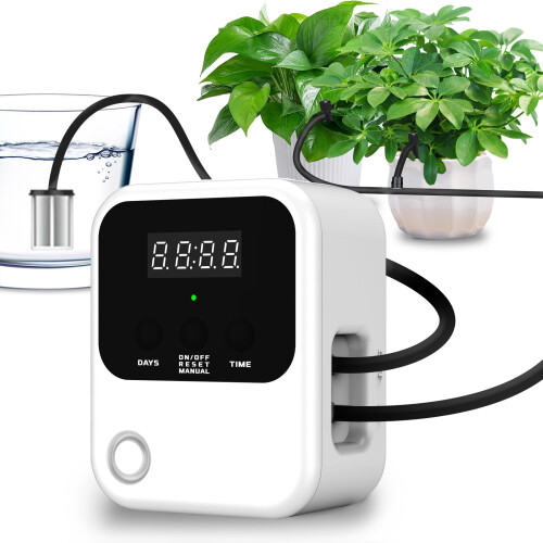 Automatic Plant Watering System with Timer, Smart Indoor Drip Irrigation Kit for 15 Potted Plants