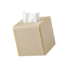 Elegant Square Leather Tissue Box Holder For-Milk tea color