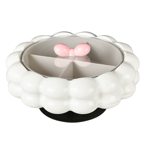 360 Degree Rotating Nut And Snacks Organiser Plastic-white 4
