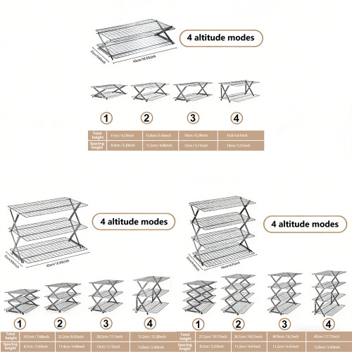 Folding Shelf Stainless Steel Kitchen-Silver three layers 1