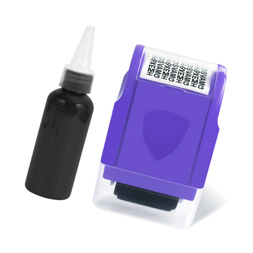 Identity Safety Stamper Roller with Lid for Confidential-Purple