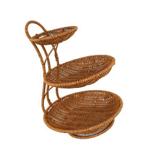 Elegant Wicker Style Plastic Fruit Bowl Snacks Tray Multitier-3