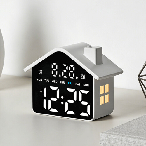 LED Digital Alarm Clock Electric Desk Clock-White whiteLight 2