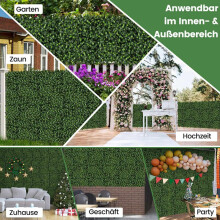 Pack of 12 Artificial Hedge Plant Wall 50.5 x 50.5 cm Simulated Lawn Artificial Plant Green