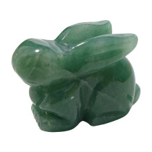 Unique Chinese Zodiacs Animal Carvings in Green Crystal-rabbits