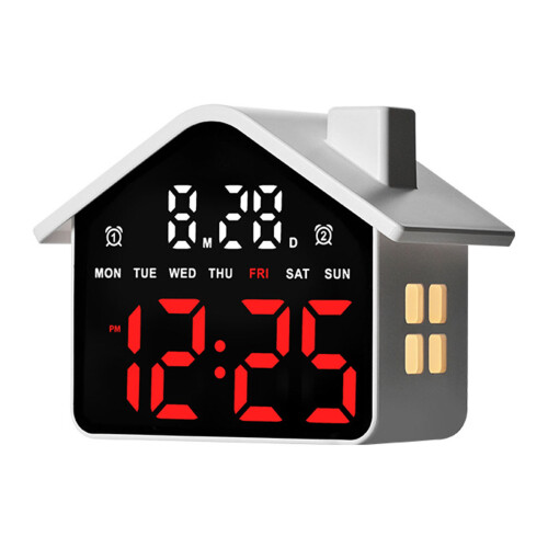 Digital Alarm Clock Desk Clock for Living Room-White red light