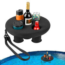 Floating Drink Holder for Pool and Hot Tub, Inflatable Beverage Tray with 5 Slots, Stable Water Balance