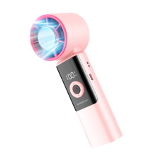 High Speed Handheld Fan with Digital Display for Outdoor,-Pink