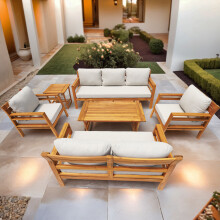 Abrihome 6-Piece Wood Garden Sofa Set with Cushion